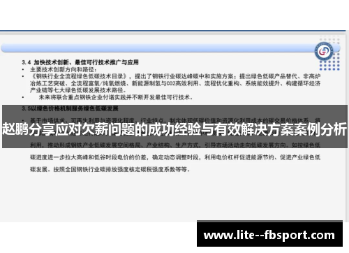 赵鹏分享应对欠薪问题的成功经验与有效解决方案案例分析